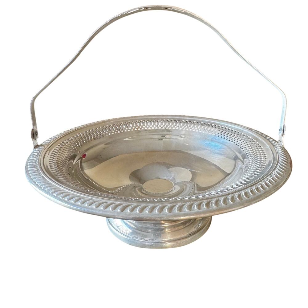 F.B. Rogers Silver Co Vintage Silver on Copper 1913 Basket 6" High with Handle